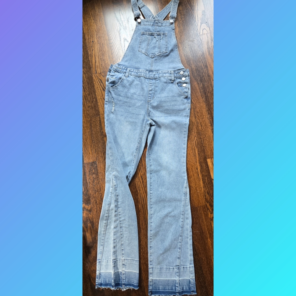 Light Wash Denim Overalls Jumpsuit - Women's